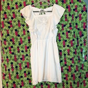 White Ruffle Sleeve Dress